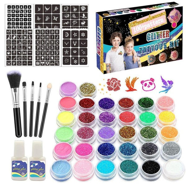 Tattoo Glitter Set Temporary Glitter Tattoo Kit Waterproof Girls Boys Glitter Tattoo Kit Gifts For Birthday Party Festival