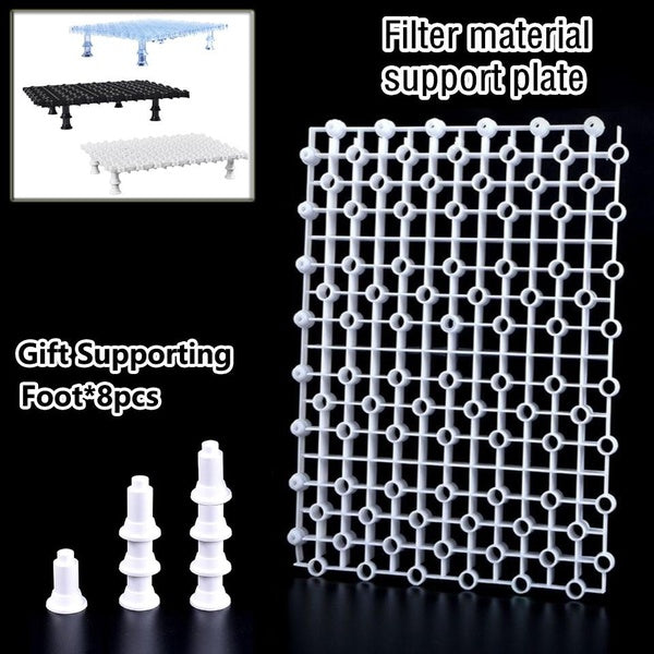 Grille de fond d'aquarium Panneau d'isolation d'aquarium Filtre inférieur de diviseur de réservoir de poissons avec 8 pieds de support