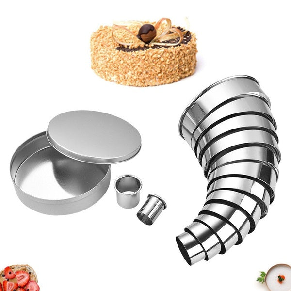 Rond en acier inoxydable de qualité alimentaire 14 pièces anneau de Mousse cuisson moule à gâteau Biscuit moule Kit Gadgets de cuisine