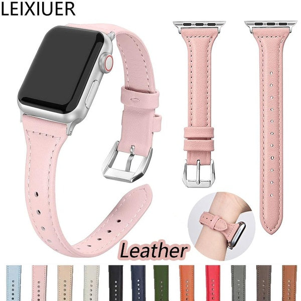 YuiYuKa Genuine Leather Strap for Smartwatch Series Ultra 2-Ultra 49mm 9 8 7 SE 6 5 2 4 3 1 for Smart Watch 41mm 45mm 44mm 40mm 42mm 38mm Slim Soft A