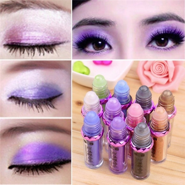 Women 11 Colors VOV Mineral Balls Shiimer Gold Eyeshadow Pen Long Lasting Eye Shadow Makeup