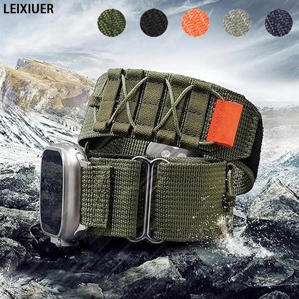LEIXIUER Nylon Band for Smart Watch Ultra 2-Ultra 49mm 10 46mm 9 8 7 45mm 41mm for Smartwatch Series SE 6 3 5 4 2 1 44mm 40mm 42mm 38mm, Sport Men Wa