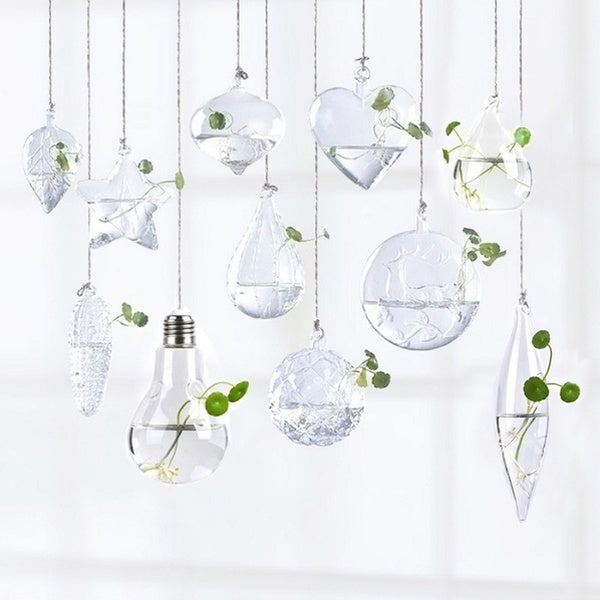 Creative Clear Glass Plant Flower Pot Hanging Vase Planter Terrarium Container Garden Decor