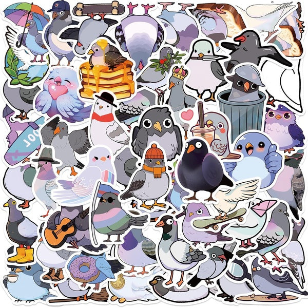 10-50Pcs Cartoon Pigeon Stickers for Cute Birds Graffiti Stickers for DIY Luggage Laptop Skateboard Motorcycle Bicycle Stickers