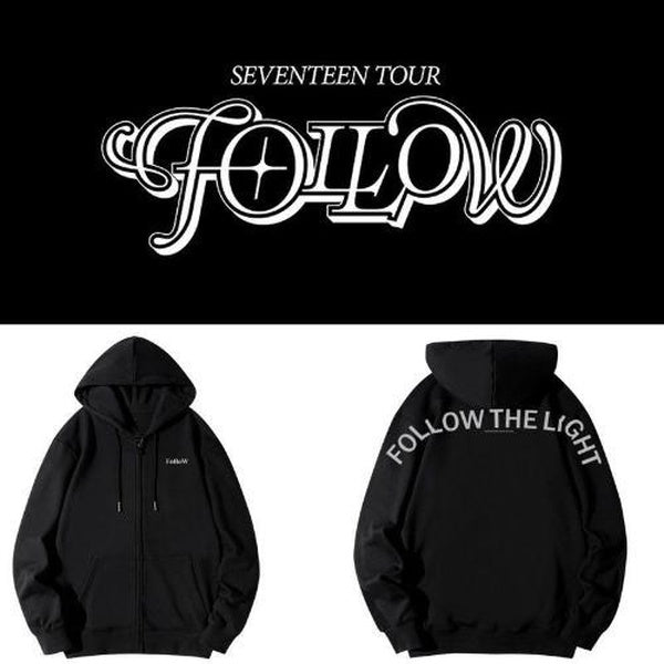 Kpop Seventeen Tour Follow Concert Surrounding Same Clothing Cardigan Sweater Super Soft Cotton Hoodie Zip Coat Sweatshirt Hooded for CARAT Fans Clot
