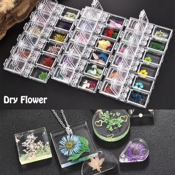New 12 Styles Nail Dried Flowers for 3d Nail Art Sticker DIY Open Bezel Pendant Jewlery Making