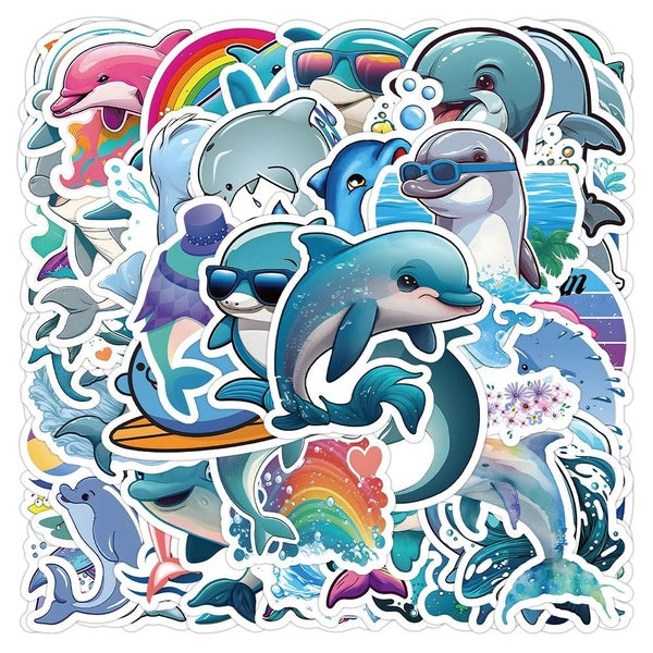 10-50Pcs Cute Dolphin Stickers Marine Animal Graffiti Stickers for DIY Luggage Laptop Skateboard Motorcycle Bicycle Stickers