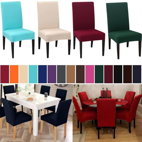 Home Decoration Solid Color Chair Cover Stretch Spandex Elastic Slipcovers Chair Covers White For Dining Room Kitchen Wedding Banquet Hotel