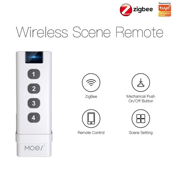 Moes ZigBee smart house commutateur de scène sans fil 4 gangs télécommande Portable Tuya Zigbee Hub requis aucune limite aux dispositifs de contrôle