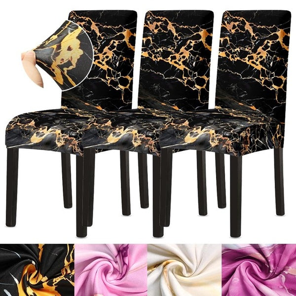1pcs Marble Chair Cover Dining Room Chair Slipcover Removable Washable Furniture Protector Spandex Stretch Chair Covers For Wedding Party Event Hotel