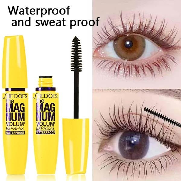 1 Pcs Waterproof Silk Fiber Eyelash Black Mascara Lengthening Lash Thick Mascara Waterproof Sweat Resistant Thick, Curly Non Irritating Warm Water De