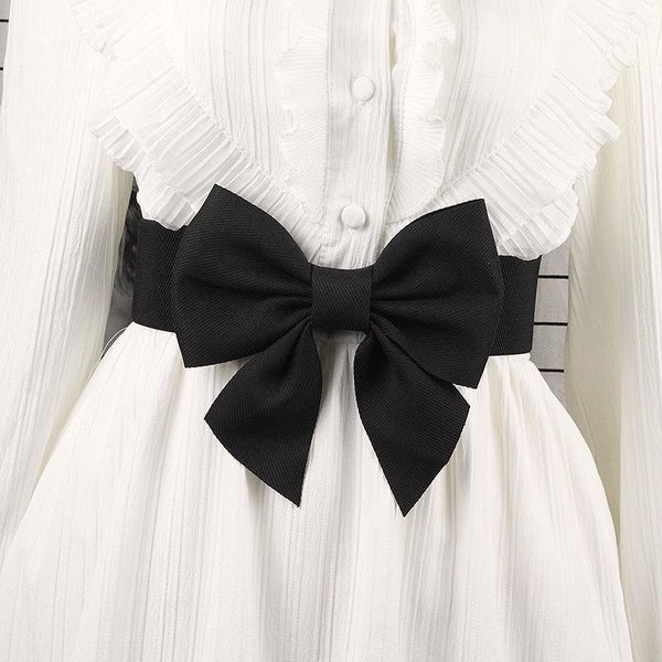 Hot selling fashion elastic elastic wide belt women's dress bow waist belt fashion versatile accessories Matron Inn