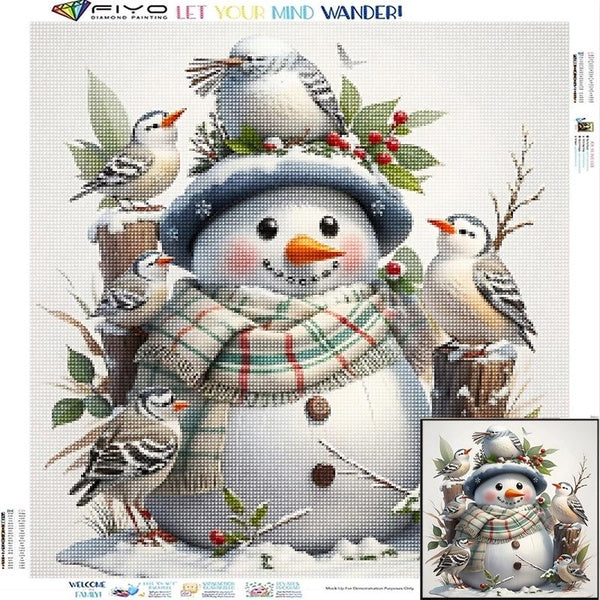 FIYO Snowmen DIY 5D Diamond Painting Full Drill with Number Kits Home and Kitchen Fashion Mosaic Diamond Painting Canvas Wall Decoration Gift Crafts