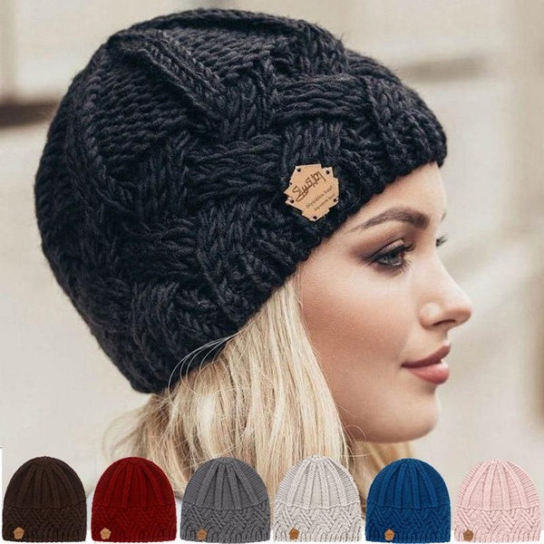 Diamond Checker Bonnet Cap Winter Knitted Beanie Caps for Women Retro Style Skullies Beanies KnittingTwill Wool Hat for Female