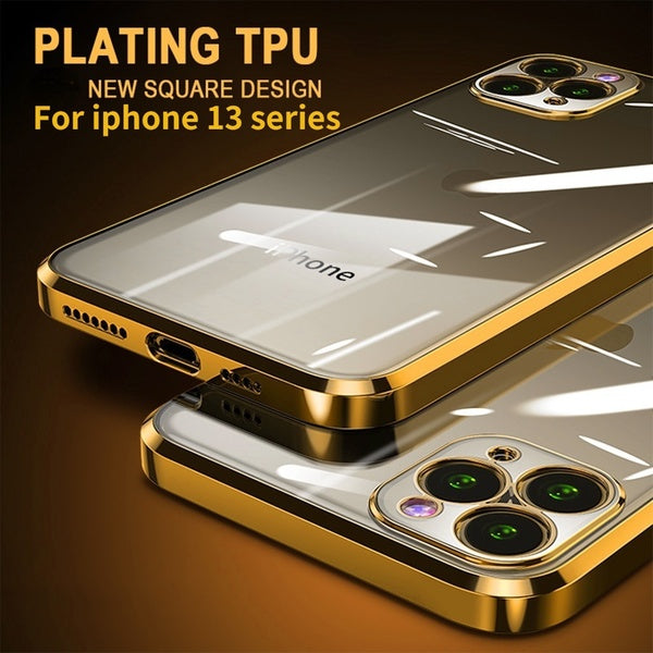Placage de luxe cadre carré étui transparent pour iPhone 13 13Pro 12 12Pro 11 11Pro Max iPhone X Xs Xr 6 7 8 Plus SE 2020 étui souple Tpu couverture