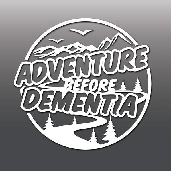 2PCS Set 14cm Funny Adventure Before Dementia Novelty Joke Car, Caravan Travel Holiday Car Window Bumper Sticker Car Stickers Decal Decor Home Decora