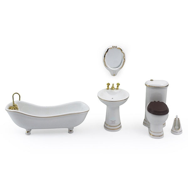 1:12 Model Miniature Ceramic Bathroom Toilet Sink Mirror Furniture Set Micro Doll House Furniture Set Accessories