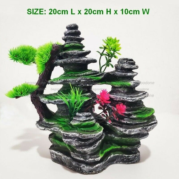 Big Aquarium Rockery Ornament Mountain Tree Fish Tank Decorations Accessories Matron Inn