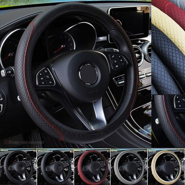 PU Leather Car Steering Wheel Cover for Good Grip Auto Accessories 15"