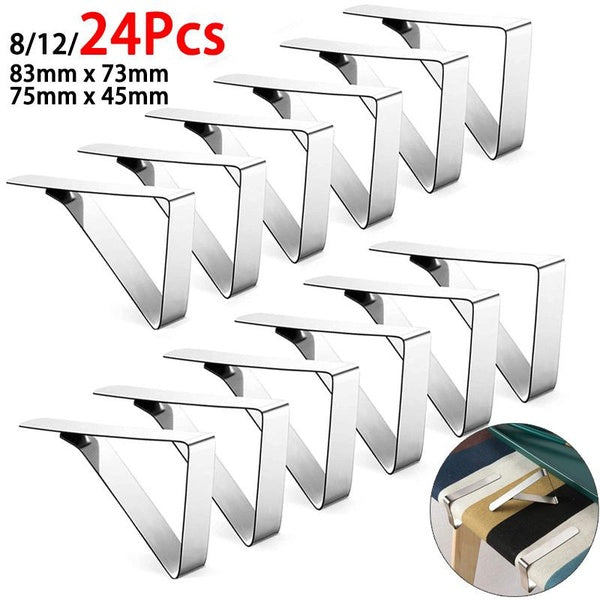 8-12-24Pcs Tablecloth Clips Heavy Duty Picnic Table Clips Stainless Steel Table Cloth Cover Clamps Table Cloth Holders Ideal for Restaurant Picnics M