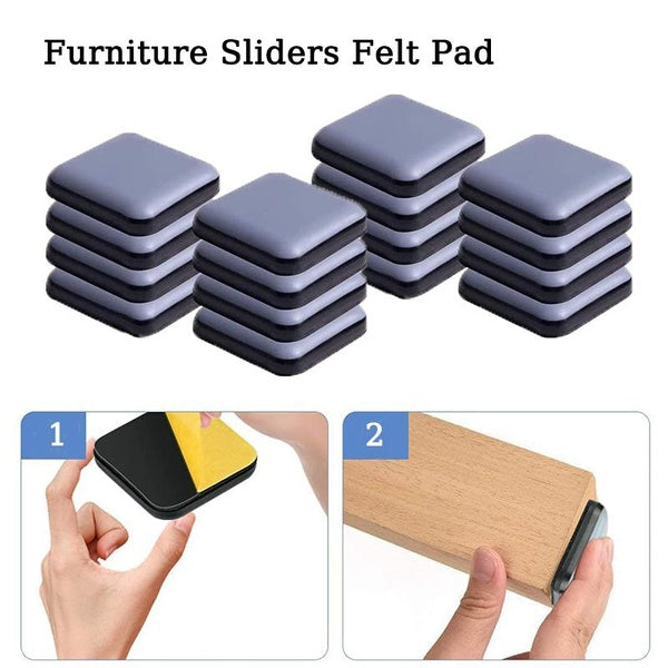 Squre PTFE Furniture Sliders Pads Sliding Block Table Chair Leg Mat Floor Protector For Hardwood Rug 2-4-8-12-16-24Pcs