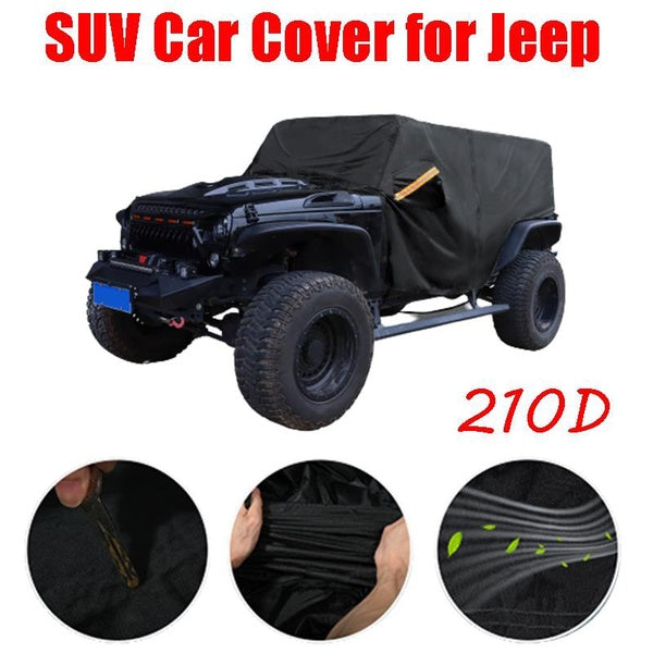 SUV Car Cover Cab Cover for Jeep Wrangler JK JL Hardtop 2-4 Door 2007-2021 Outdoor Sun Dust Snow Protection 210D Oxford with Driver Door Zipper