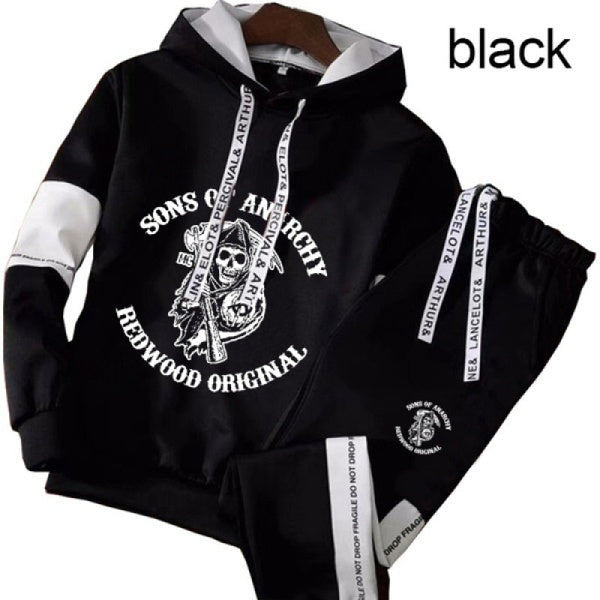 Men Hip Hop Hoodies Sportswear Long Sleeve Sweatshirts Sweatpants Two Piece Jogging Suits