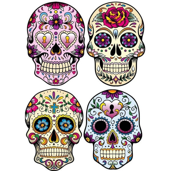 6.8CM*9.7CM 4X MEXICAN SUGAR SKULL Classic Combination Decals Car Sticker