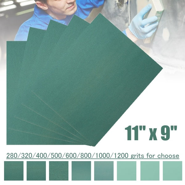 Papier abrasif au carbure de silicium, 280-320-400-500-600-800-1000-1200 grains Papier abrasif sec et humide Feuilles de papier abrasif imperméable 1