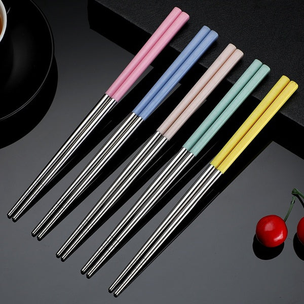 304 chopsticks creative household Chinese stainless steel five-color dining chopsticks durable and easy to clean household non-slip