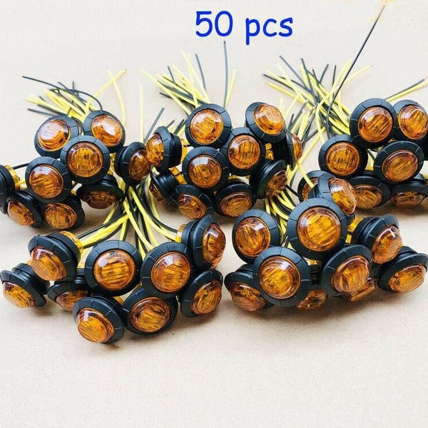 50X Mini 3-4" Rond Ambre 3LED Dégagement Bullet Marker Lights Camion Remorque Bus