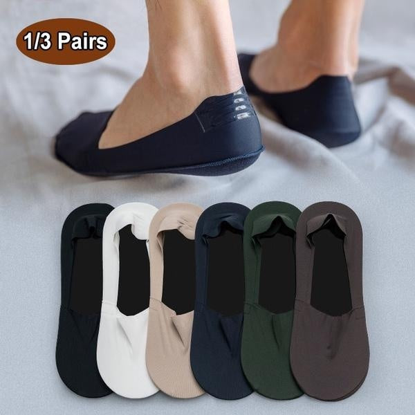 1-3Pairs Men's Ice Silk Seamless Short Socks Summer Breathable Ankle Invisible Boat Socks Slippers Low Cut Sport Socks