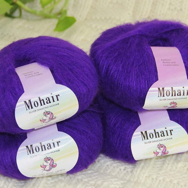 Sale New 4Balls x 25gr Yarn For Knitting Mohair Wool Soft Yarn Fingering Baby Crochet Yarn Threads Crochet #39 RoyalPurple Luxurious Scarves Wrap Sha