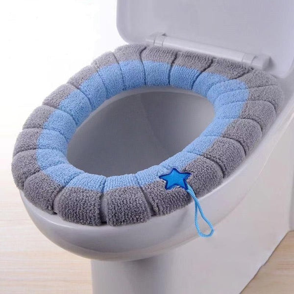 Keep Warm Toilet Seat Cover Mat Double Color Bathroom Accessories Knitting O-shape Closestool Mat Home Decor