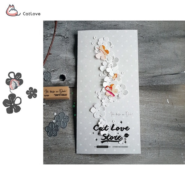 3PCS Cherry Blossoms Metal Cutting Dies Stencil For DIY Scrapbooking Paper Card Decorative Craft Die Embossing Die Cuts New 2019