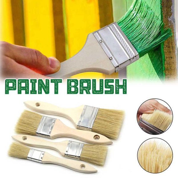 4PCS Paint Brush Wooden Handle Barbecue Brush Soft Hair Painting Brushes for Wall and Furniture Paint Tool Set