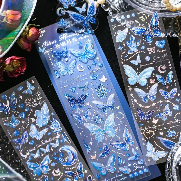 3 Sheets-Pack Glitter Butterfly Stickers Perfect for Collage Journaling Frame Diy Scrapbooking Supplies