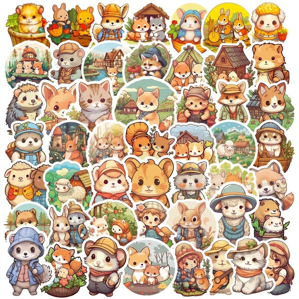 10-50pcs Retro cute animal stickers graffiti Stickers for DIY Luggage Laptop Skateboard Motorcycle Bicycle Stickers