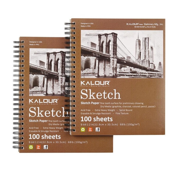 9 x 12 inches Sketch Book, Top Spiral Bound Sketch Pad, 1 pack 100-Sheets (68lb-100gsm), Acid Free Art Sketchbook Artistic Drawing Painting Writing P