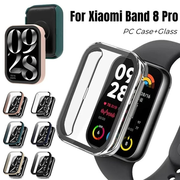 Case with Tempered Glass for Miband 8 Pro for Xiaomi Mi Band 8 Pro,PC Cover with Film Full Coverage Protective Cover Screen Protector Accessories Matron Inn