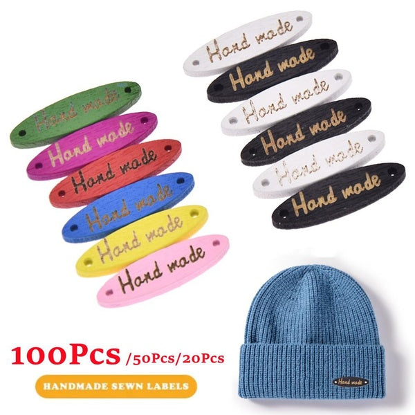 20-50-100pcs Hand Made Labels Colorful-black-white Wooden Labels Tags for Clothes Sewing Crafts Handmade Tags for Knitting Garment Accessories