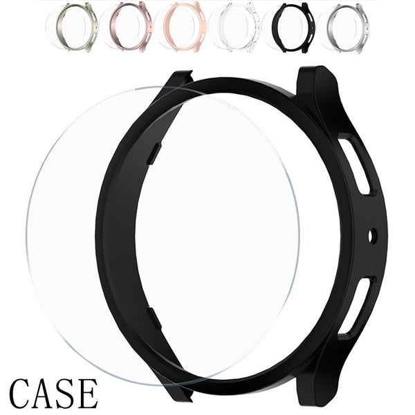 Tempered Glass with PC Case for Samsung Galaxy Watch 6 40mm 44mm for Galaxy Watch 6 Classic 43mm 47mm ，Screen Protector Film Frame Protective Cover B