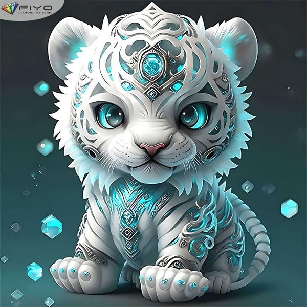FIYO Tiger DIY 5D Diamond Painting Full Drill with Number Kits Maison et Cuisine Mode Mosaïque Diamant Peinture Toile Décoration Murale Cadeau Artisa