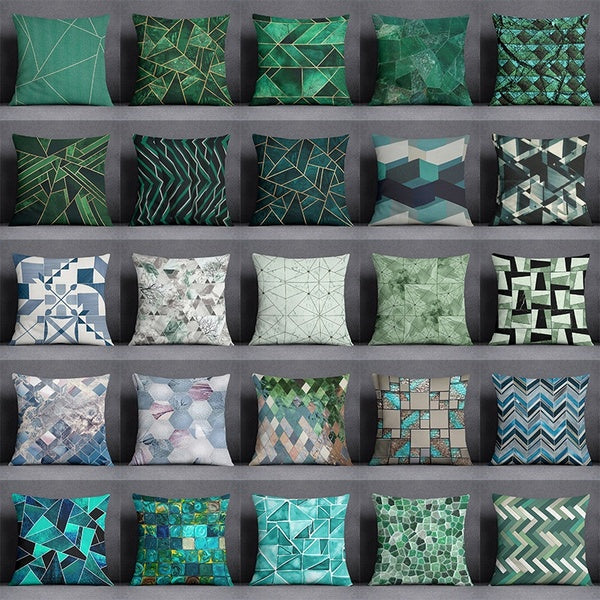 Abstract Green Geometry Series Pillow Gift Home Office Decoration Pillow Bedroom Sofa Car Cushion Cover Pillowcase (45 cm * 45 cm)