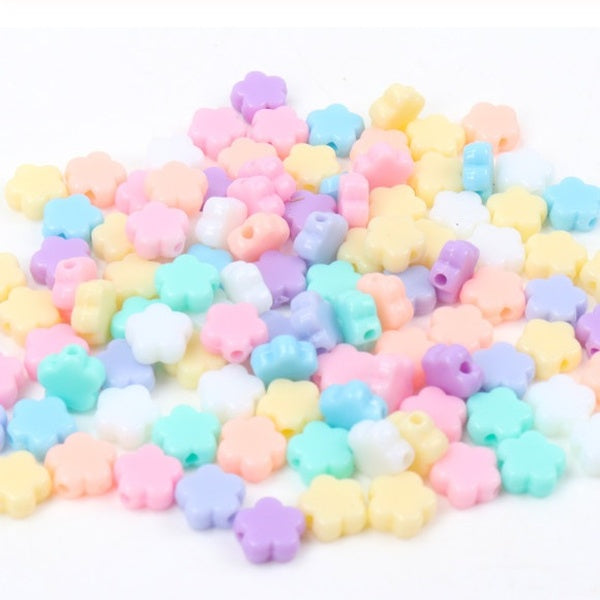 New 9mm 100pcs Candy Color Acrylic Beads Flower Shape Spacer beads for Jewelery Accessory