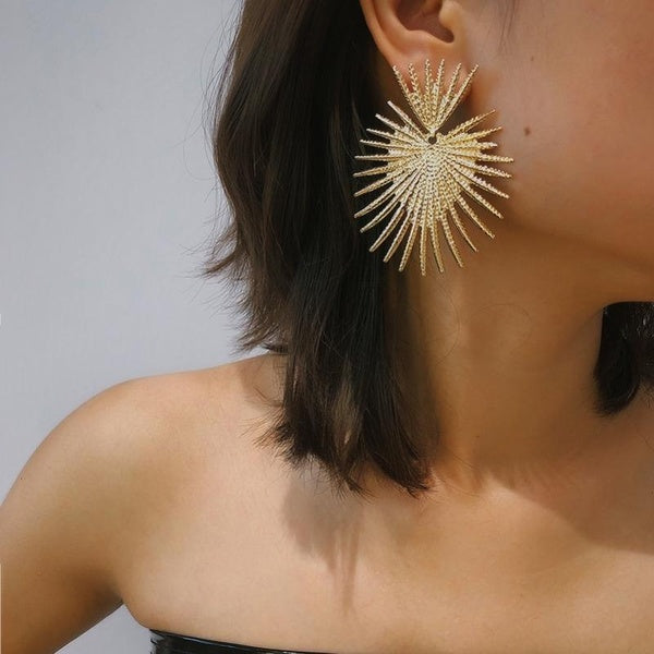 1 paire Punk exagéré coeur boucles d'oreilles pendantes pour femmes déclaration Hip Hop couleur or géométrique grandes boucles d'oreilles pendantes b