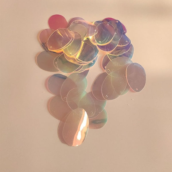 15g-Pack Iridescent Water Drop Sequin With Perforated Laser Sequin For Clothing Earrings Pendant DIY Handmade Jewelry Accessories Decoration Supplies Matron Inn