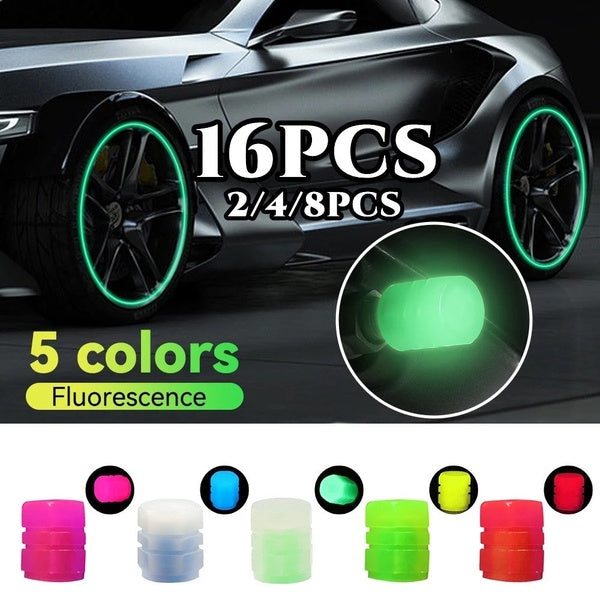 16-8-4-2Pcs Universal Luminous Tire Valve Cap Luminous Stem Cover Autos Motorcycle Electric Vehicle Tire Hood Stem Cover Dust and Waterproof Lighting