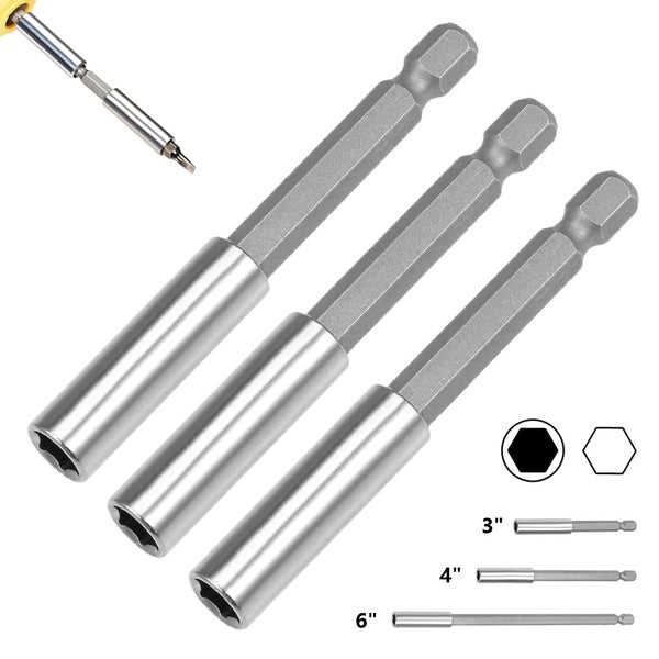 3pcs 1-4 Inch Hex Shank Magnetic Bit Holder Extension Quick Release Screwdriver Drill Bit Holder 3-inch-4-inch-6-inch