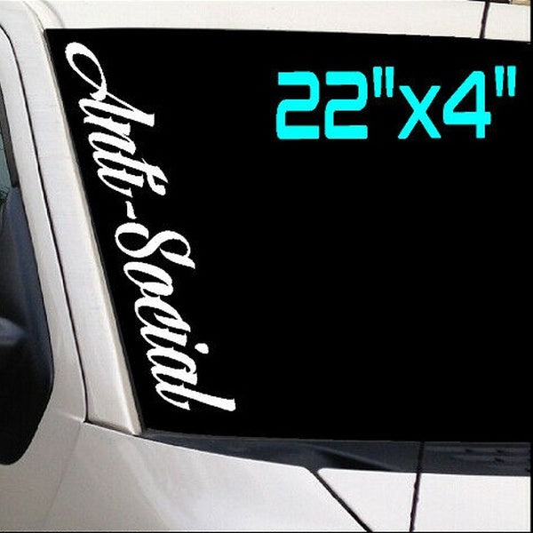 Anti-Social 22" Windshield Vinyl Decal JDM Car Truck Boost Turbo Stance